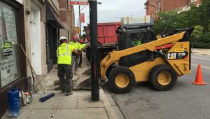 Rabine Paving Crew working on Concrete Sidewalk for a MidWest Paving Project on Utilities