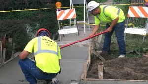 Rabine Paving Crew working on Concrete Sidewalk for a MidWest Paving Project