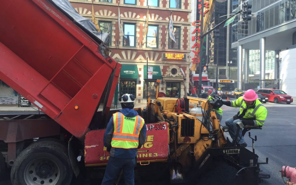 Rabine Paving Crews working on Pavement Maintenance in Chicago